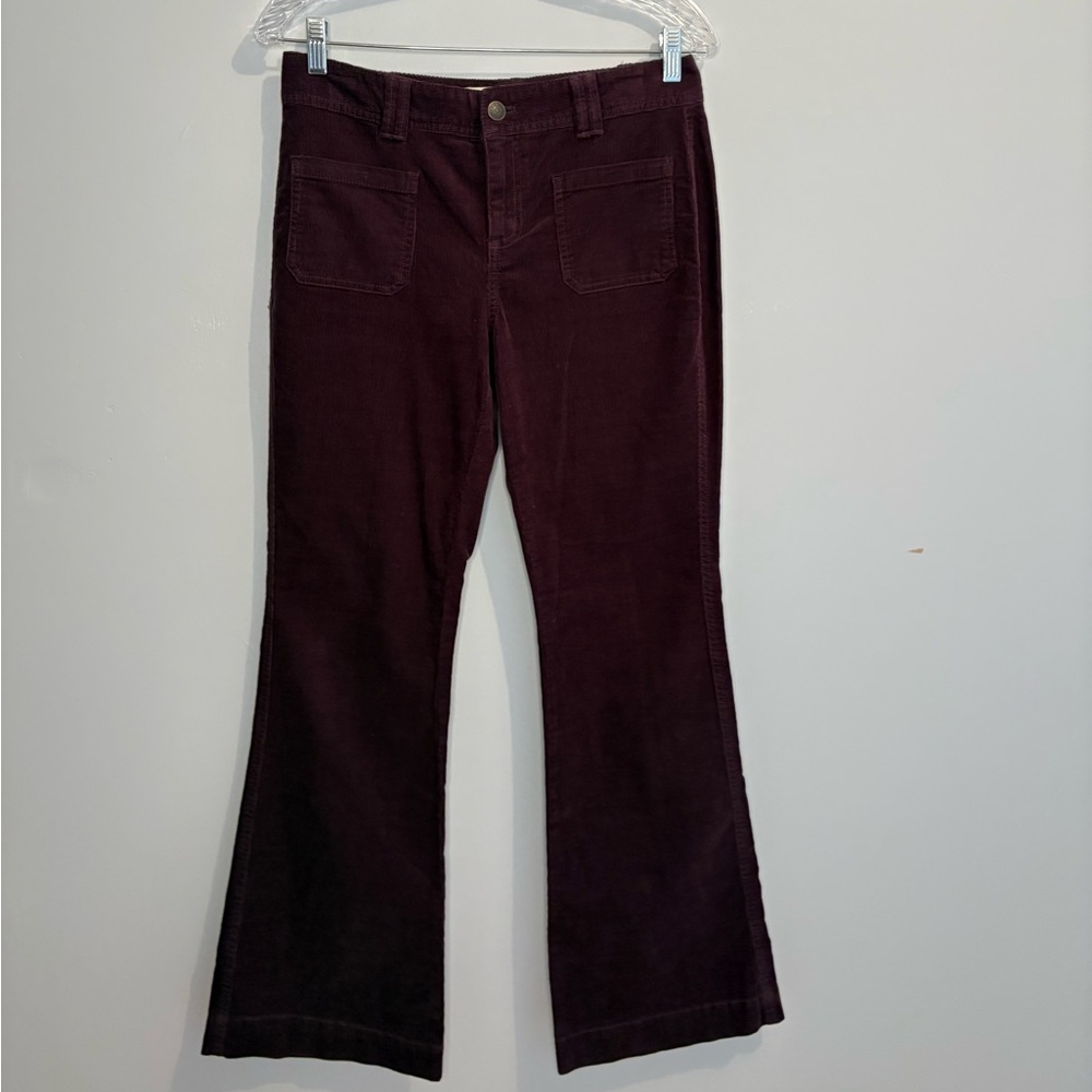 Bass Heritage Women's Size 6 Purple Corduroy Jeans Flare Mid-Rise Patch Pockets